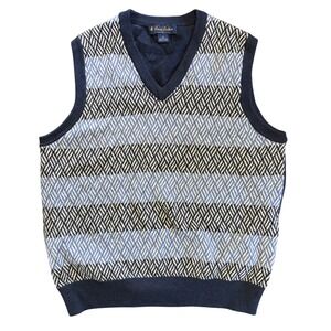 Brooks Brothers‎ 100% Cotton Navy Blue White Sweater Vest Men's Size Small